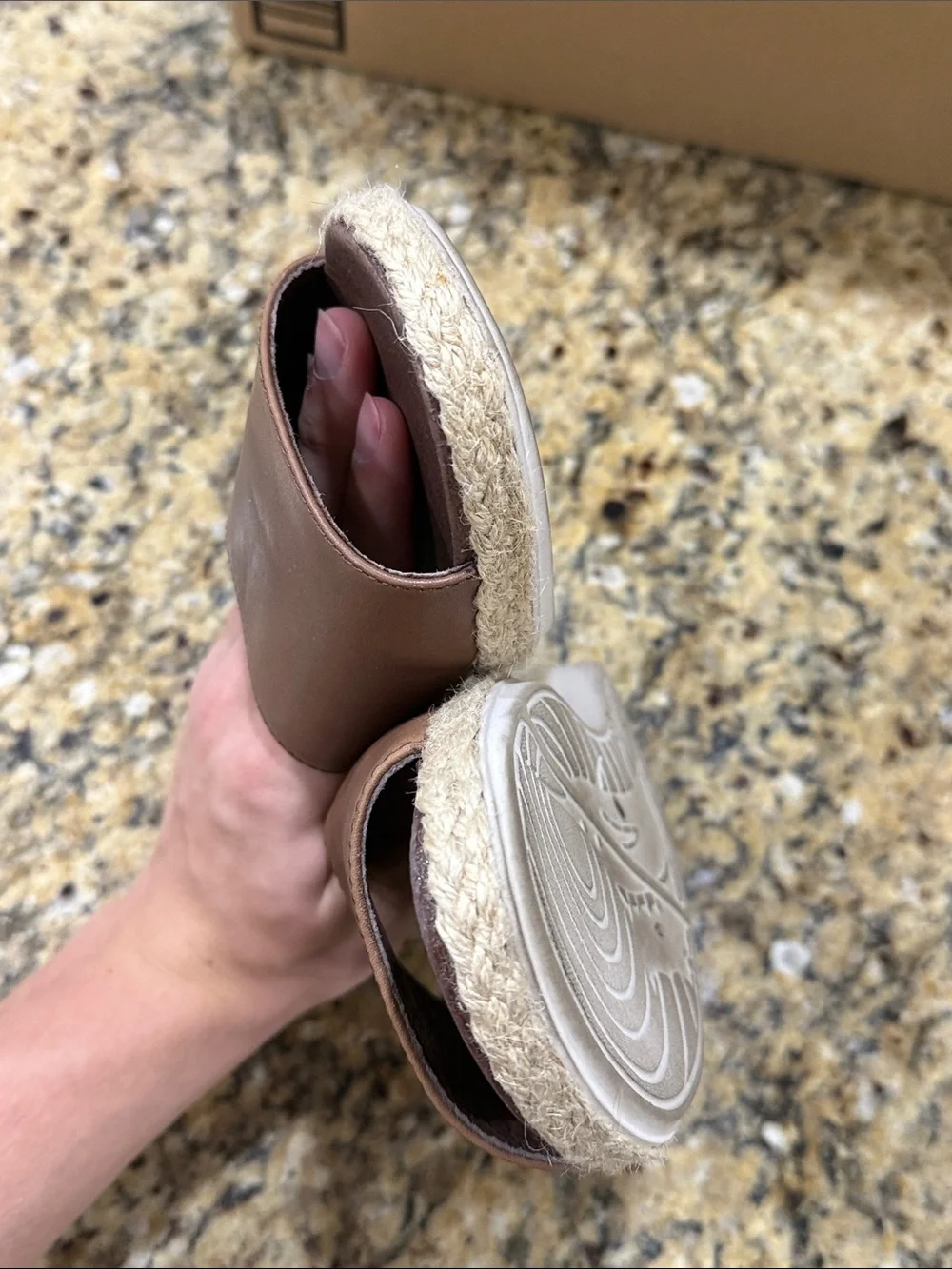 Tommy Bahama Brown Leather Slide Espadrilles